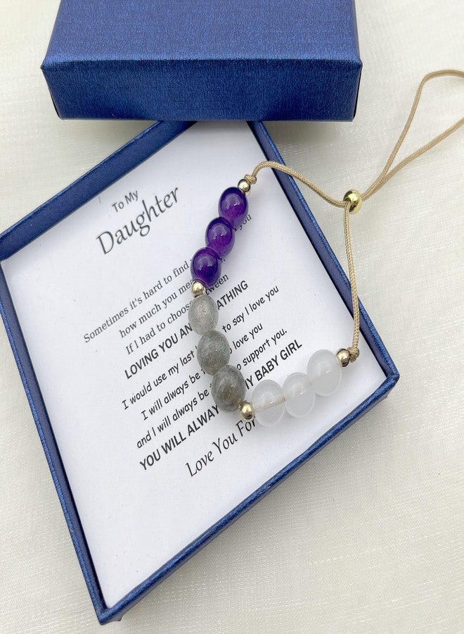 PINCHUAN Beaded Bracelet for Daughter Crystal Beaded Bracelet Inspirational Bracelets Gift for Daughter Nature Stone Bracelet Daughter Bracelets from Mom Birthday Christmas Jewelry-beaded/daughter - Image 3